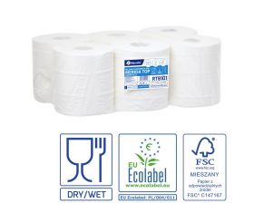 Papírové ručníky v rolích TOP  MAXI, 2 vrstvé, 100% celulosa, délka 156m,  (6rolí/balení)