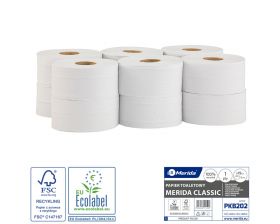 Toaletní papír Merida KLASIK, 19 cm, 220 m, bělost 75% (12rolí/balení)