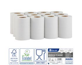 Papírové ručníky v rolích MINI - BÍLÉ, 1 vrst., délka 116 m, (12rolí/balení)