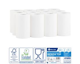 Papírové ručníky v rolích TOP  MINI, 2 vrstvé, 100% celulosa, délka 70 m, (12rolí/balení)