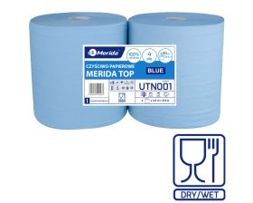 Papírové čistivo MERIDA TOP MODRÉ,  4 vrstvé,  (2 role/balení)