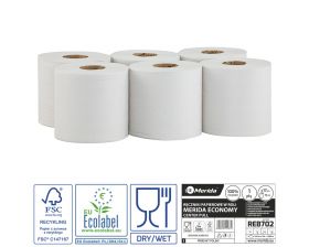 Papírové ručníky v rolích ECONOMY FLEXI MINI, bílé,17 cm, délka 210 m, 1-vrst,  6 rolí/bal