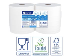 Čistivo SUPER BÍLÉ z celulózy TOP, 2-vrst., 28 cm, 410 m, bal. /2 role/