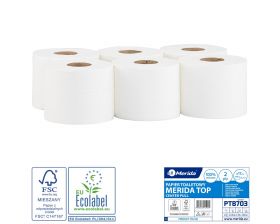 Toaletní papír MERIDA TOP FLEXI bílý, délka 120 m,pr. 17 cm, 2-vrst /bal. 6 rolí/