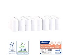 Toaletní papír MERIDA TOP, 100% celulóza, průměr 10,5 cm, d. 27,5 m, 3-vrstvý, 64 rolí/bal