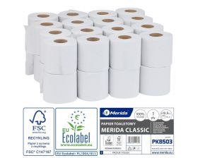 Toaletní papír MERIDA CLASSIC bílý, průměr 11 cm, d. 50 m, 1-vrstvý, 32 rolí/bal