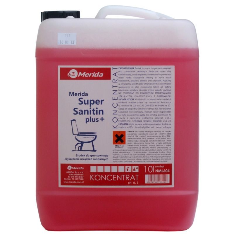 Čistící prostředek na mytí WC Merida SUPER SANITIN Plus 10 l.