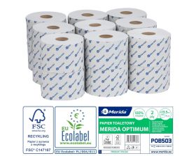 Toaletní papír OPTIMUM BÍLÝ, 2 - vrstvý, 13,5 cm x 9 cm, 68 m, (18 rolí/bal)