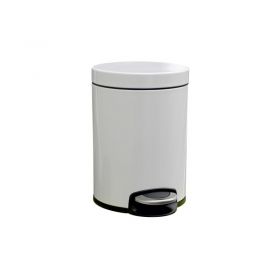 Odpadkový koš s pedálem SILENT SERENE, kovový, bílý, 5 l