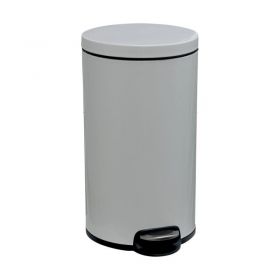 Odpadkový koš s pedálem SILENT SERENE, kovový, bílý, 30 l
