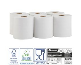 Papírové ručníky v rolích ECONOMY FLEXI MAXI, bílé, 1 vrst., 320 m, 6 rolí/bal