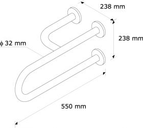 Madlo umyvadlové NEREZ lesklé - levé 550 mm