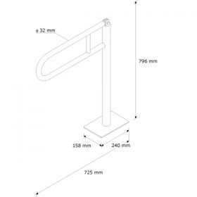 Madlo sklopné montované do podlahy NEREZ lesklé