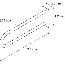 Madlo pevné obloukové NEREZ lesklé 750 mm