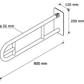 Madlo sklopné s úchytem na toaletní papír NEREZ lesklé  600 mm