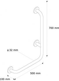 Madlo úhlové NEREZ lesklé - levé