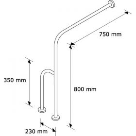 Madlo s uchycením do podlahy a stěny NEREZ lesklé - levé