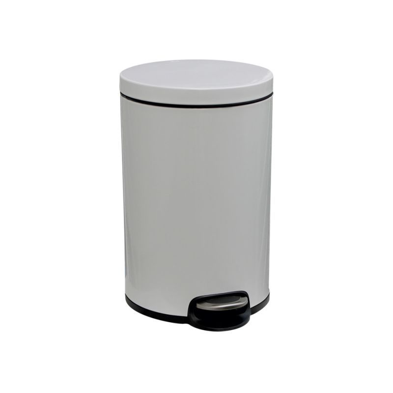 Odpadkový koš s pedálem SILENT SERENE, kovový, bílý, 12 l