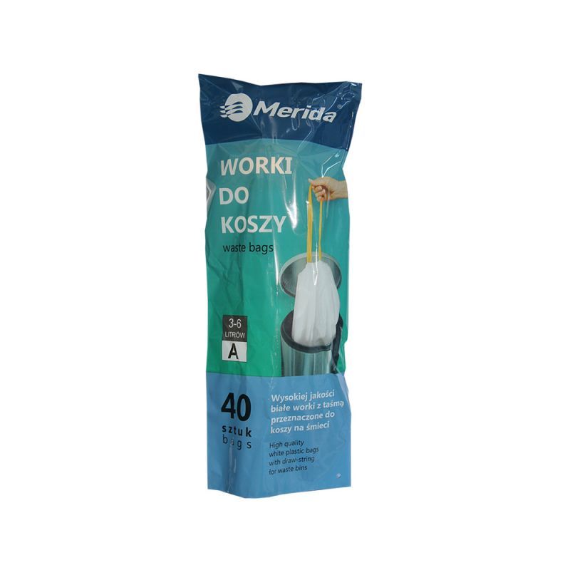 MERIDA TOP sáčky 3-6 l, bílé, zatahovací, parfémované, 40 ks /role