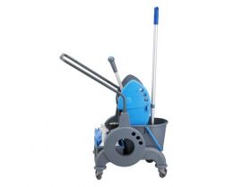 Úklidový vozík MERIDA jednokbelíkový 15 l + box 8l s úchyty, modrý ždímač mopu