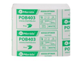Toaletní papír skládaný MERIDA OPTIMUM, bílý, dvouvrstvý, karton 9000 ks, ECOLABEL