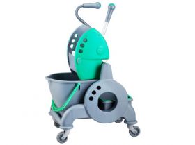 Úklidový vozík MERIDA zelený s ergonomickou rukojetí jednokbelíkový 15 l + box 8 l, ždímač