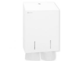 Zásobník na SKLÁDANÝ toaletní papír STELLA nerez mat kapacita až 900 listů bílý