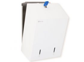 Zásobník na SKLÁDANÝ toaletní papír STELLA nerez mat kapacita až 900 listů bílý