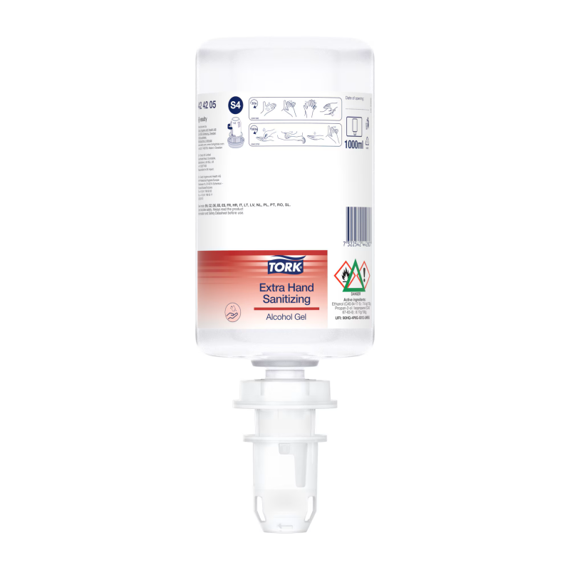 TORK 424205 - Extra gelový dezinfekční prostředek na ruce s alkoholem, 1000 ml, S4