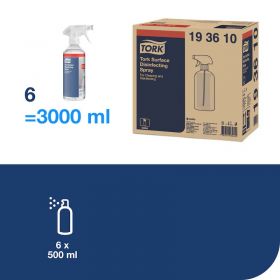 TORK 193610 - Sprej na dezinfekci povrchů, 6 x 500 ml