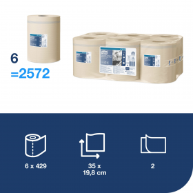 TORK 473481 – Reflex MIDI papírové utěrky natural Plus M4, přírodní, 2 vrst., 150 m, 6 rolí