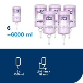 TORK 420911 — Luxusní jemné tekuté mýdlo S1, 1000 dávek, 6 x 1000 ml - Karton