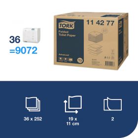 TORK 114277 – Skládaný toaletní papír Advanced T3, 2 vrst., 36 x 252 ks - Karton