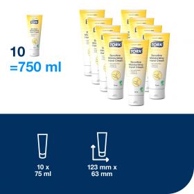 TORK 590210 – Hydratační krém na ruce, bez parfemace, 10 x 75 ml - Karton