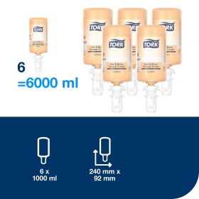 TORK 424661 – Tork luxusní sprchový gel na vlasy a tělo S4, 6 x 1000 ml - Karton