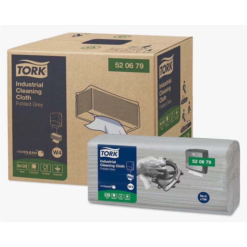 TORK 520679 – Průmyslová čisticí utěrka netkaná W4, šedá, 4 x 120 kusů- Karton