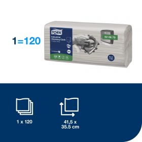 TORK 520679 – Průmyslová čisticí utěrka netkaná W4, šedá, 4 x 120 kusů- Karton