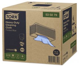 TORK 530279 – Heavy–Duty skládaná čistící utěrka netkaná W4, modrá, 4x105 ks - Karton