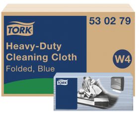 TORK 530279 – Heavy–Duty skládaná čistící utěrka netkaná W4, modrá, 4x105 ks - Karton