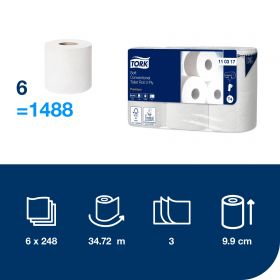 TORK 110317 – jemný 3vrstvý toaletní papír konvenční role T4, 7 x 6 rl. - Karton
