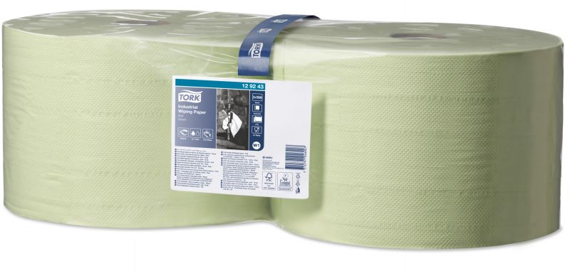 TORK 129243 – průmyslová papírová utěrka v roli W1, zelená, 2vr., 2 x 510m - Karton