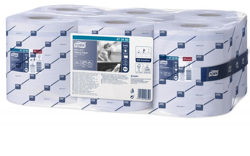 TORK 473480 – Reflex MIDI, papírové utěrky M4, modrá, 1 vrst., 270 m, 6 rolí