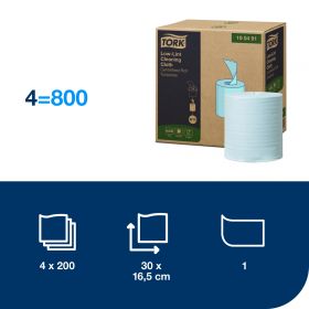 TORK 190491 – Low Lint průmyslová čisticí utěrka W10, netkaná text., 1vr., 60 m, 200útr. - karton