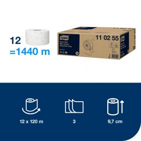 TORK 110255 – Mini Jumbo toaletní papír T2, 3vr., 12 x 120m - Karton