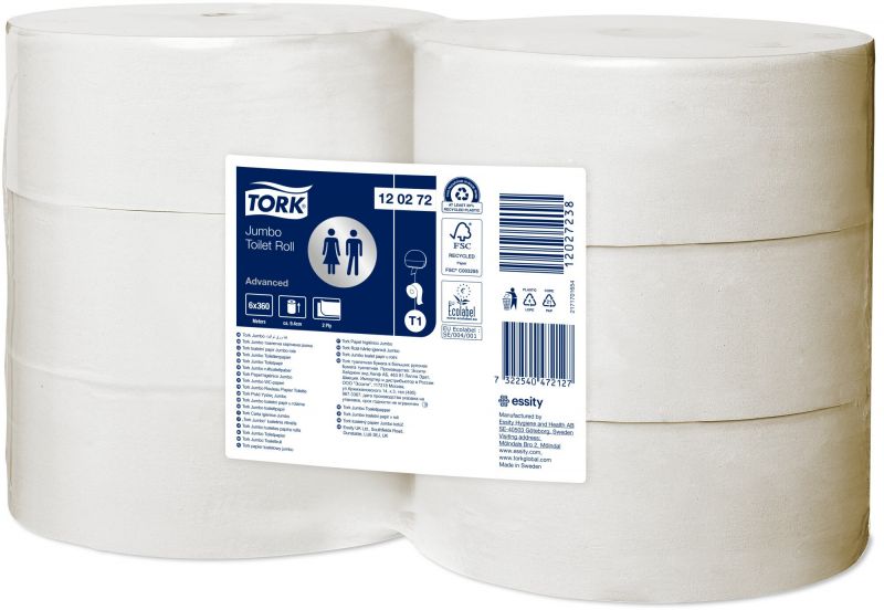 TORK 120272 – Jumbo toaletní papír T1, 2vr., 6 x 360m - Karton