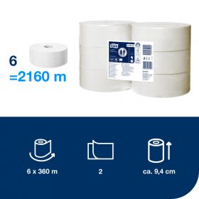 TORK 120272 – Jumbo toaletní papír T1, 2vr., 6 x 360m - Karton