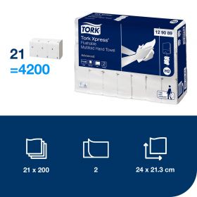 TORK 129089 – Xpress® Flushable papírové ručníky Multifold H2, 2vr., 21x200ks  - Karton