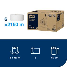 TORK 110273 – Jumbo jemný toaletní papír T1, 2vr., 6 x 360m - Karton