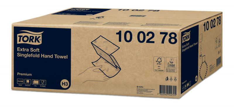 TORK 100278 – Singlefold extra jemné papírové ručníky H3, 2vr., 15 x 200ks- Karton