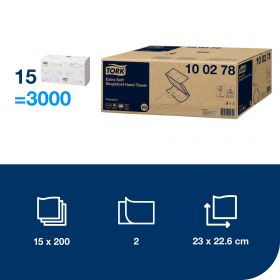 TORK 100278 – Singlefold extra jemné papírové ručníky H3, 2vr., 15 x 200ks- Karton